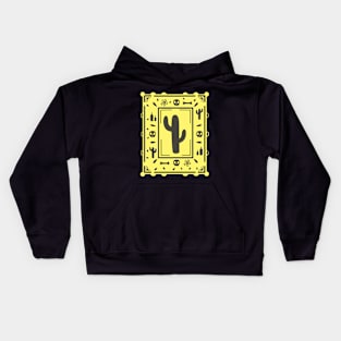 Papel Picado - black- skull - cactus- bone -yellow - Dia De Los Muertos Kids Hoodie